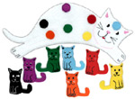 Cat Colours Felt Cat, Kitten & Dots